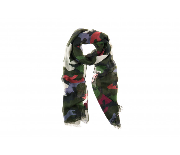 'Camouflage Print Cashmere & Silk Scarf