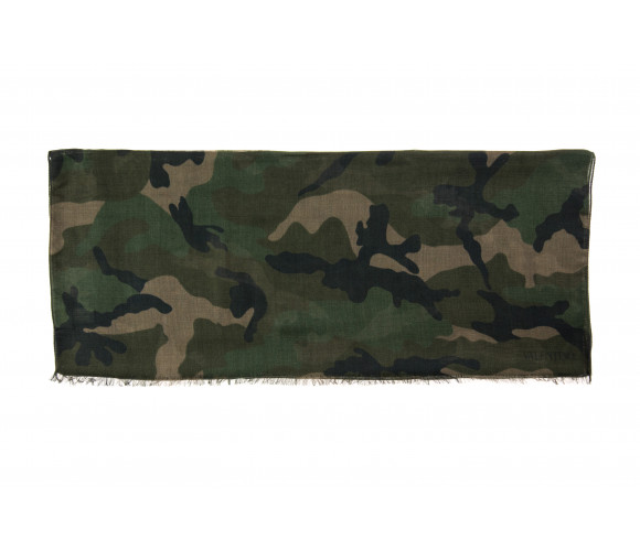 'Camouflage Print Cashmere & Silk Scarf