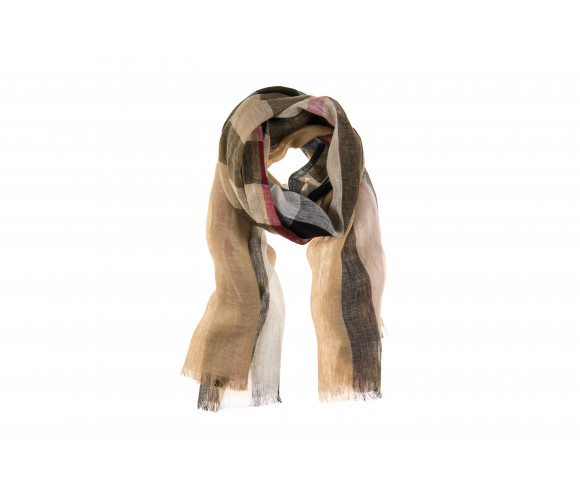 'Mega Check' Pattern Linen Scarf