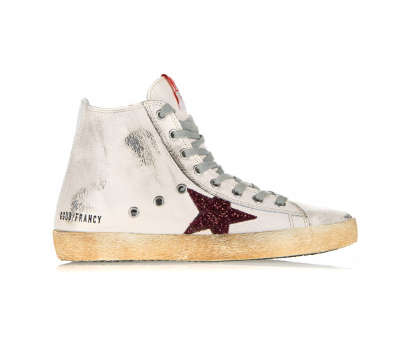 'Francy' Leather & Glitter Hi-Top Sneakers 