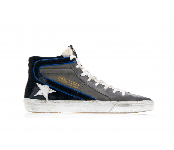 'Slide' Leather & Suede Hi-Top Sneakers