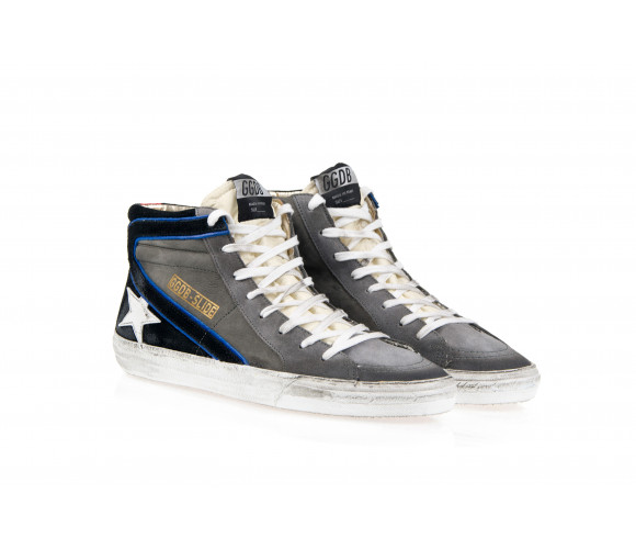 'Slide' Leather & Suede Hi-Top Sneakers