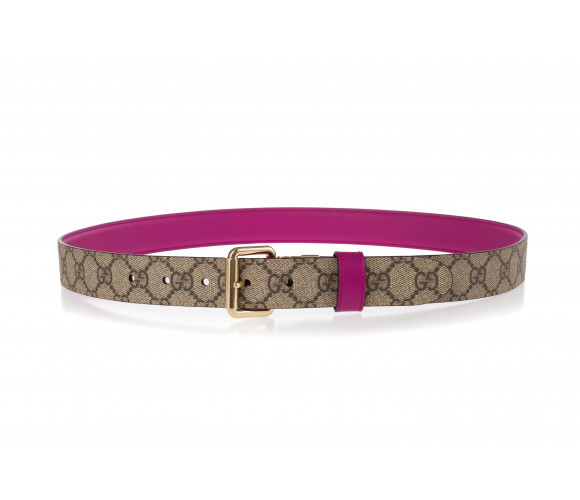 Reversible leather belt and GG Supreme fabric