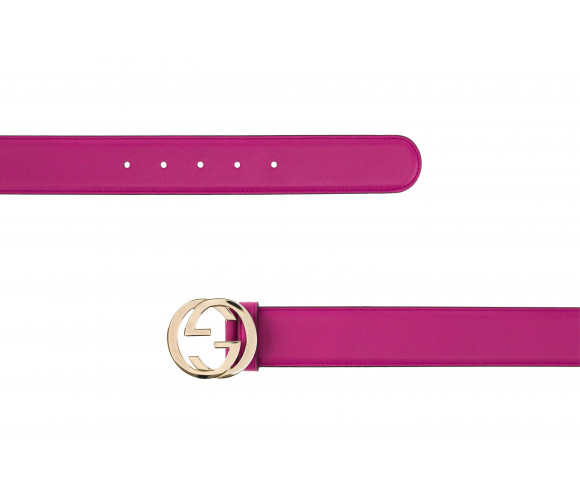 Leather belt with GG buckle