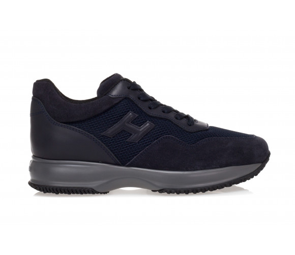 'Interactive' Suede Sneakers With High-Tech Fabric Inserts
