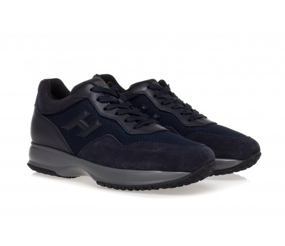 'Interactive' Suede Sneakers With High-Tech Fabric Inserts