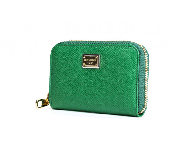 Textured-leather zip-around coin purse