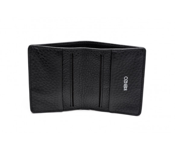 Logo printed leather credit card holder