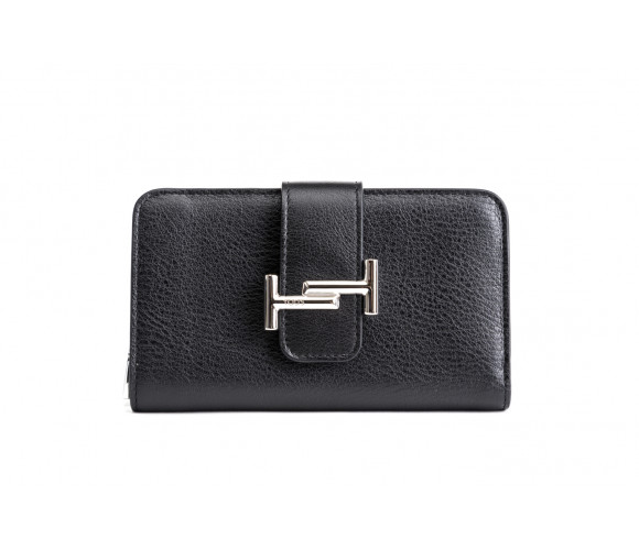 "double t" leather wallet with flap