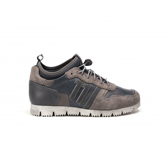 "number low i73" leather & fabric sneakers