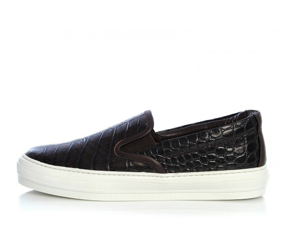 "pacau" crocodile embossed leather slip-on sneakers