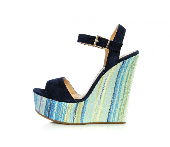 Sequined suede wedges