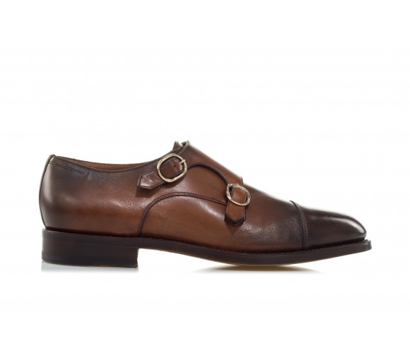 Brushed Leather Double Monk-Strap