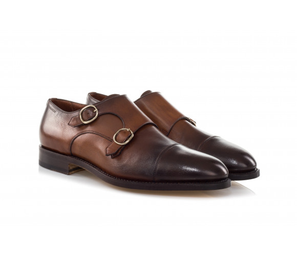 Brushed Leather Double Monk-Strap