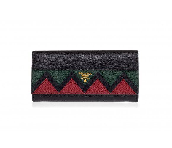 Wallet with 'Saffiano' leather with flat and Greek pattern