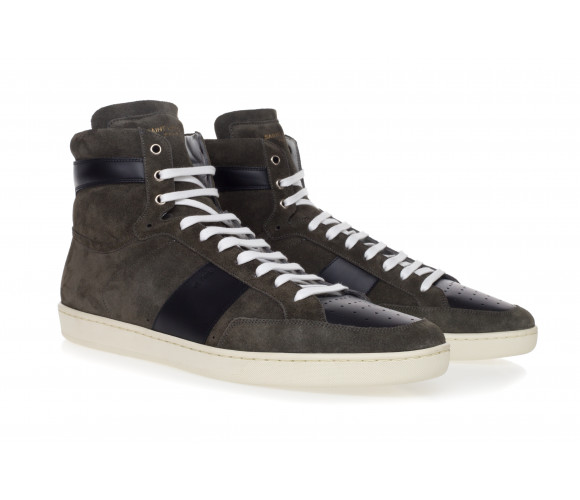 'Sl/10h Signature Court Classic' Hi-Top Suede & Leather Sneakers