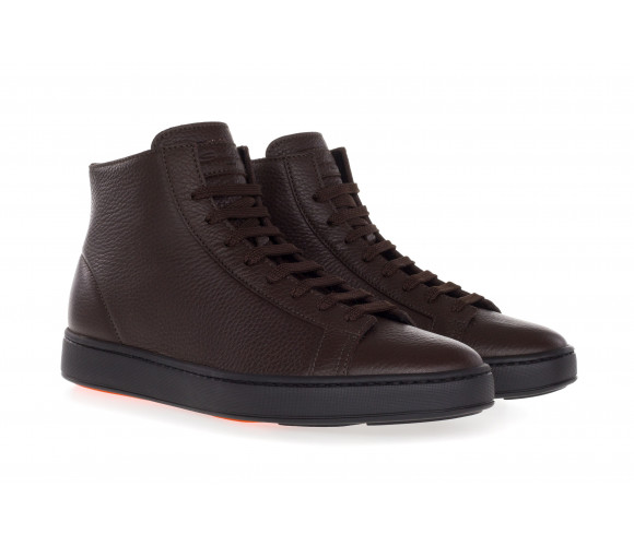 Hammered Leather High-Top Sneakers