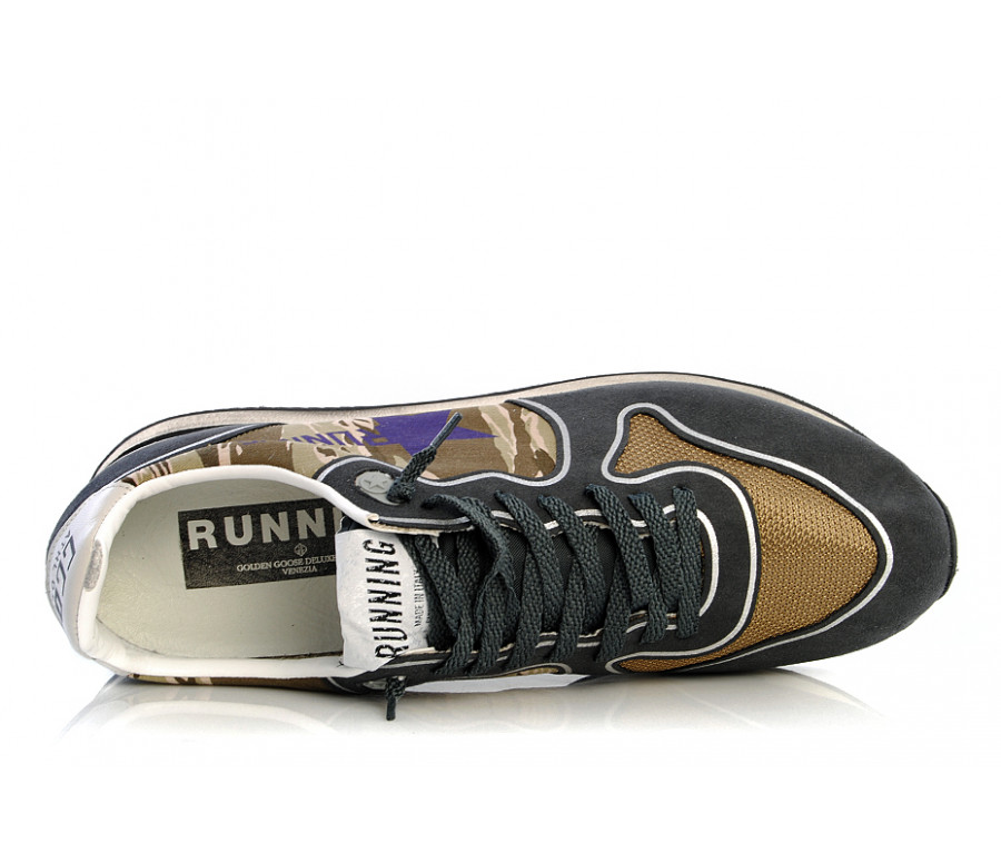 Sneakers aus leder und textil "running" 