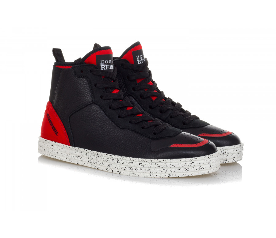 'R141' Hi-Top Leather And Textile Sneakers