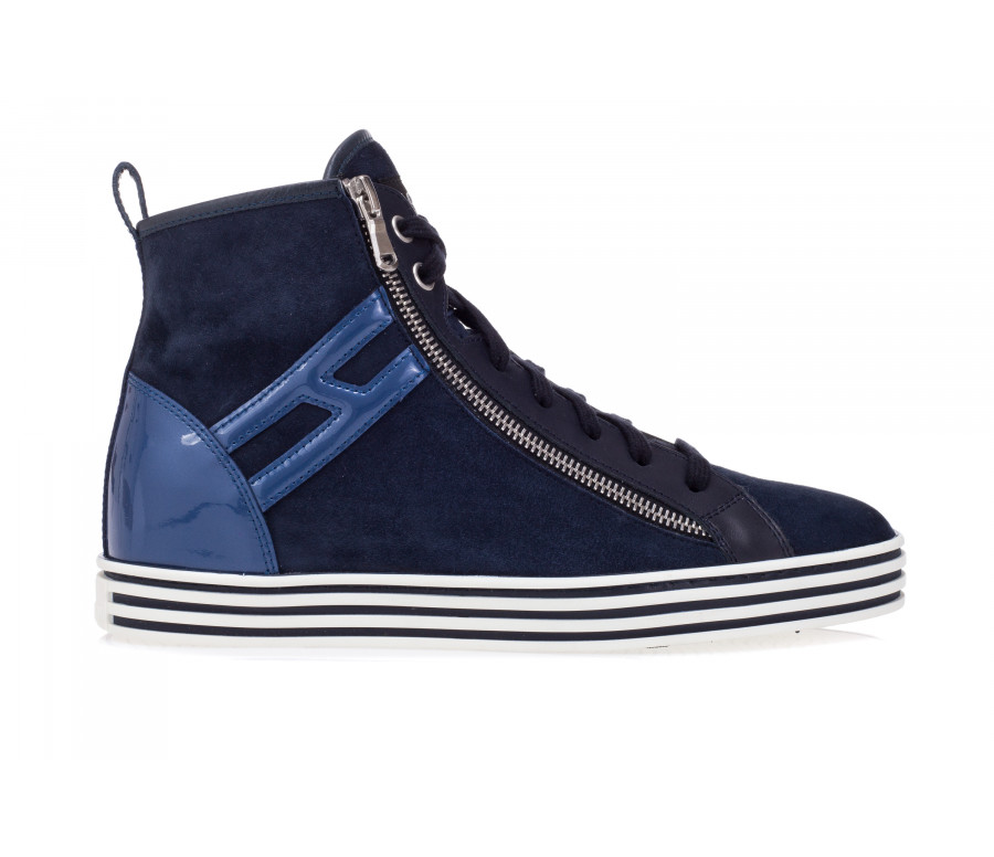 'H182' Suede & Patent Leather Hi-Top Sneakers