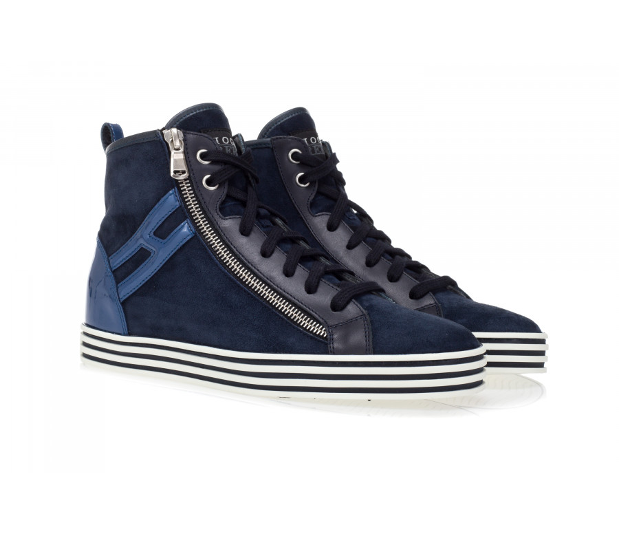 'H182' Suede & Patent Leather Hi-Top Sneakers