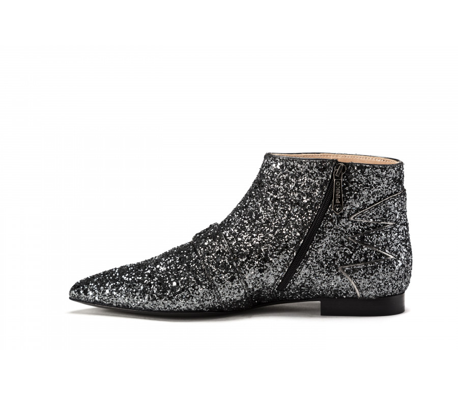 "notte stellata" glittered leather ankle boots