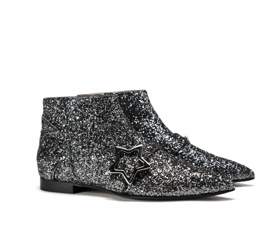 "notte stellata" glittered leather ankle boots
