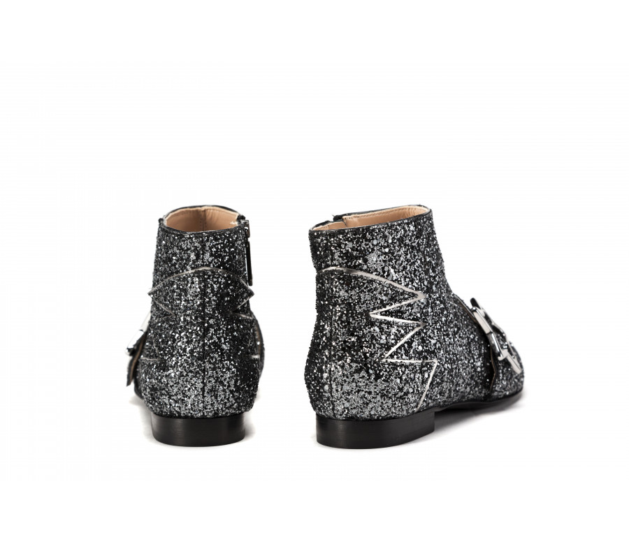 "notte stellata" glittered leather ankle boots