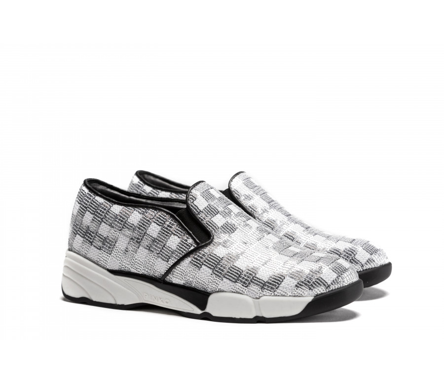 "sequins" fabric slip-on sneakers 