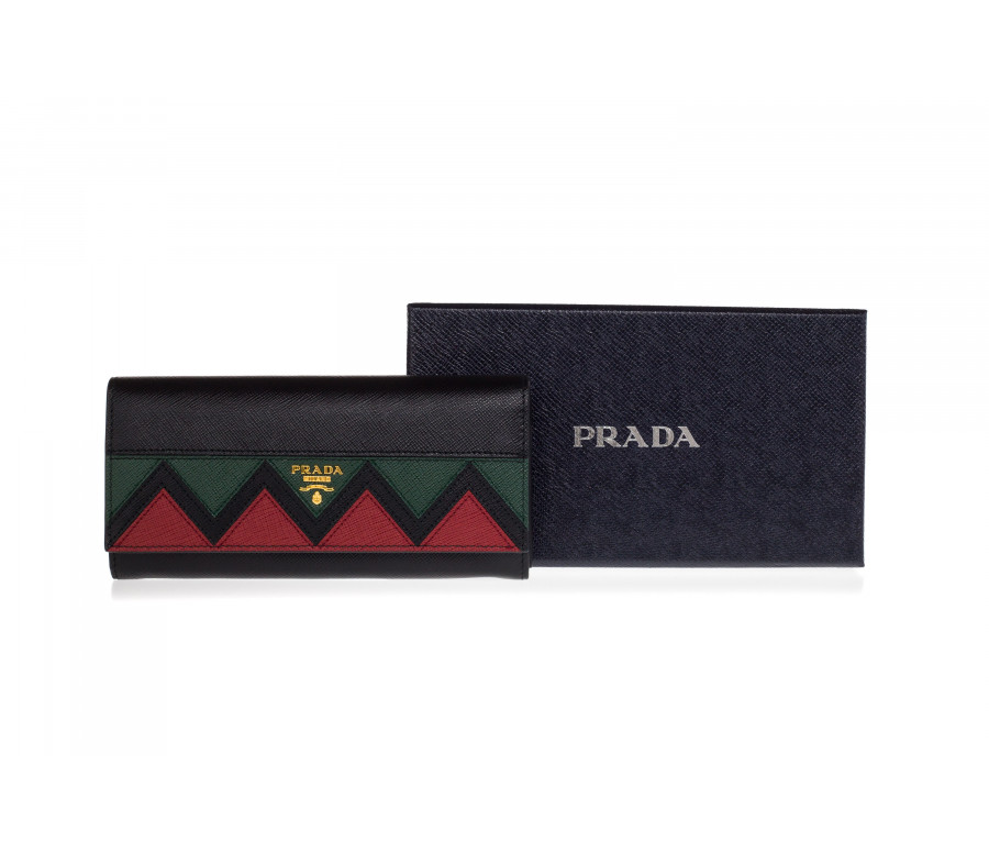 Wallet with 'Saffiano' leather with flat and Greek pattern