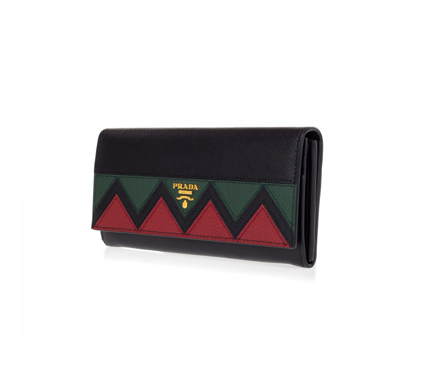 Wallet with 'Saffiano' leather with flat and Greek pattern