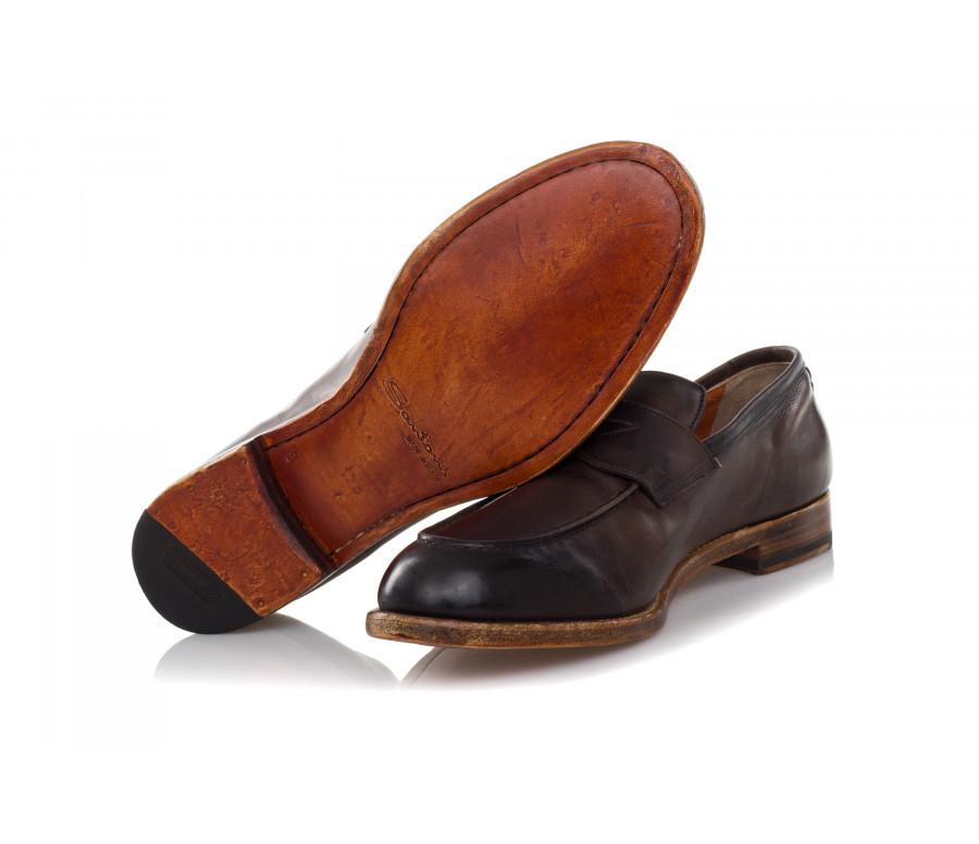 Aged Leather Penny Loafers