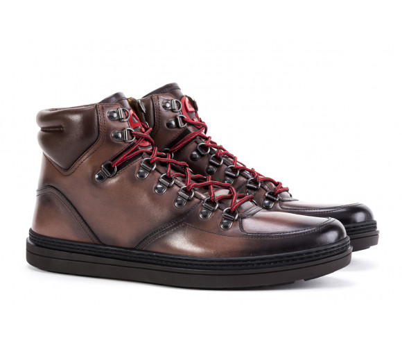 Leather hiking ankle boots