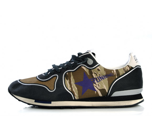 "running" leather & fabric sneakers