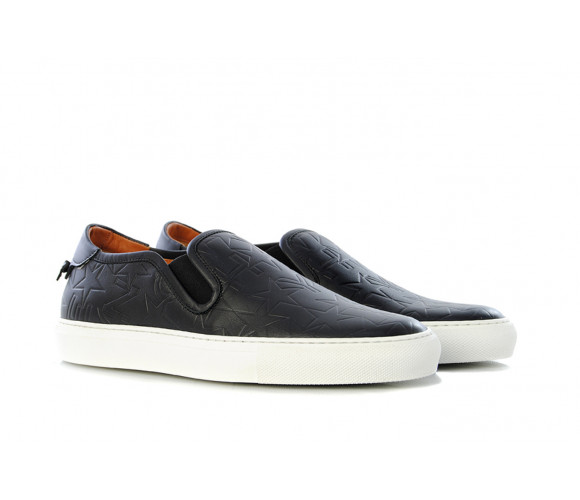 Logo embossed leather slip-on sneakers