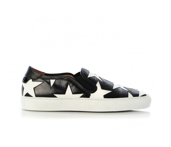Stars printed leather slip-on sneakers