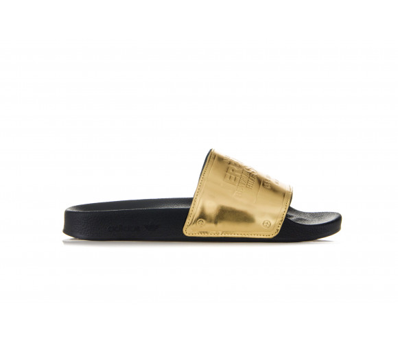 "js adilette plaque" print leather slide sandals