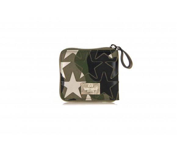 'Camustars' Leather & Canvas Zip Wallet