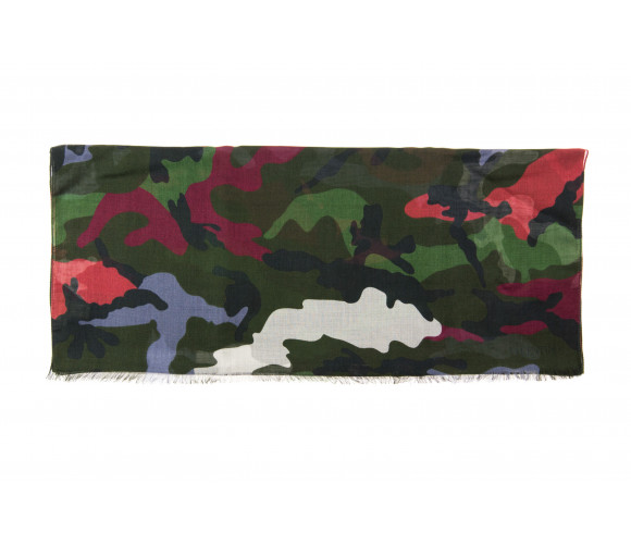 'Camouflage Print Cashmere & Silk Scarf