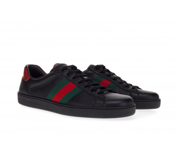 'Ace' Leather Sneakers With Web Detail