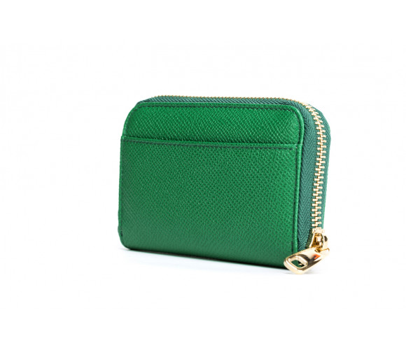 Textured-leather zip-around coin purse
