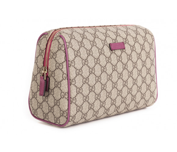 Large "gg plus" canvas cosmetic case