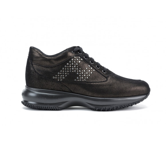 "interactive" shiny suede sneakers