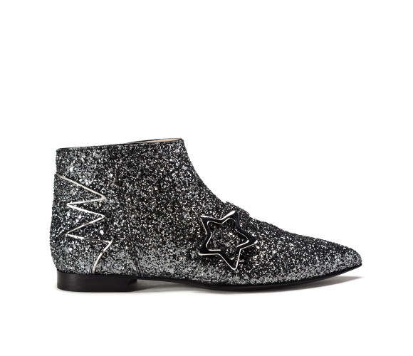 "notte stellata" glittered leather ankle boots