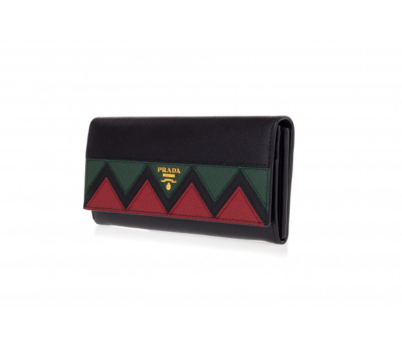 Wallet with 'Saffiano' leather with flat and Greek pattern