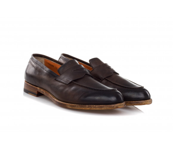 Aged Leather Penny Loafers