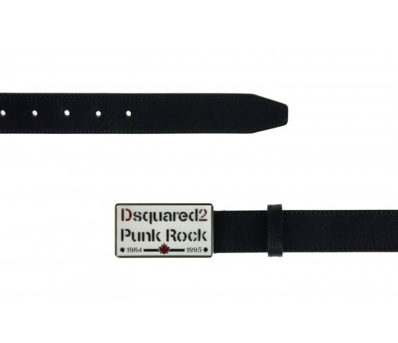 Leather Belt With Metal Logo Buckle
