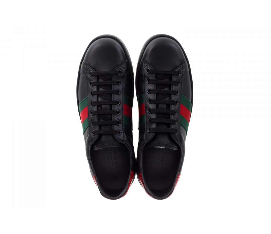 'Ace' Leather Sneakers With Web Detail