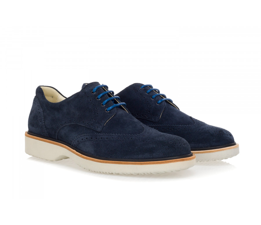 'R217' Lace-Up Shoes In Suede With Wing Tips Perforations