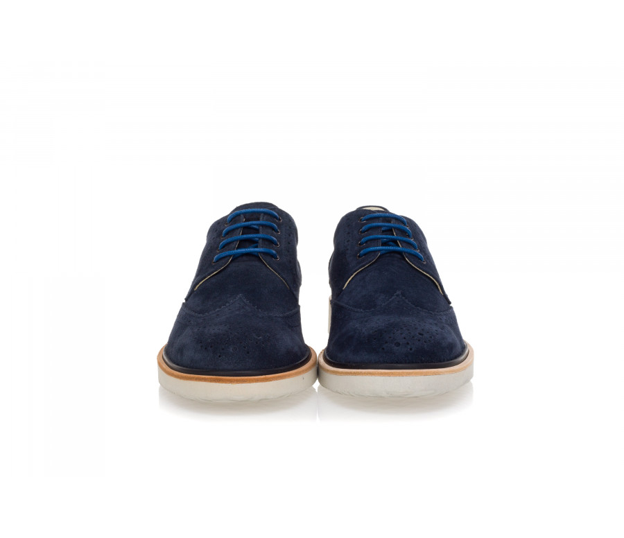 'R217' Lace-Up Shoes In Suede With Wing Tips Perforations